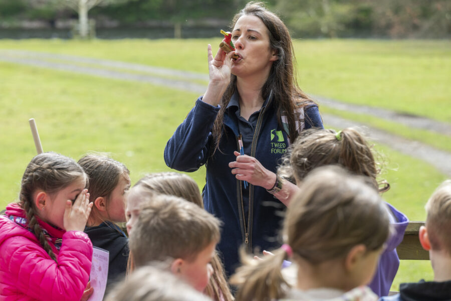 ictured at Old Melrose Estate on the River Tweed, Jenny e taking a group of P1-P3 children from Liliesleaf Primary on a woodland walk down to the River Tweed.