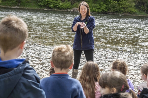 ictured at Old Melrose Estate on the River Tweed, Jenny e taking a group of P1-P3 children from Liliesleaf Primary on a woodland walk down to the River Tweed.